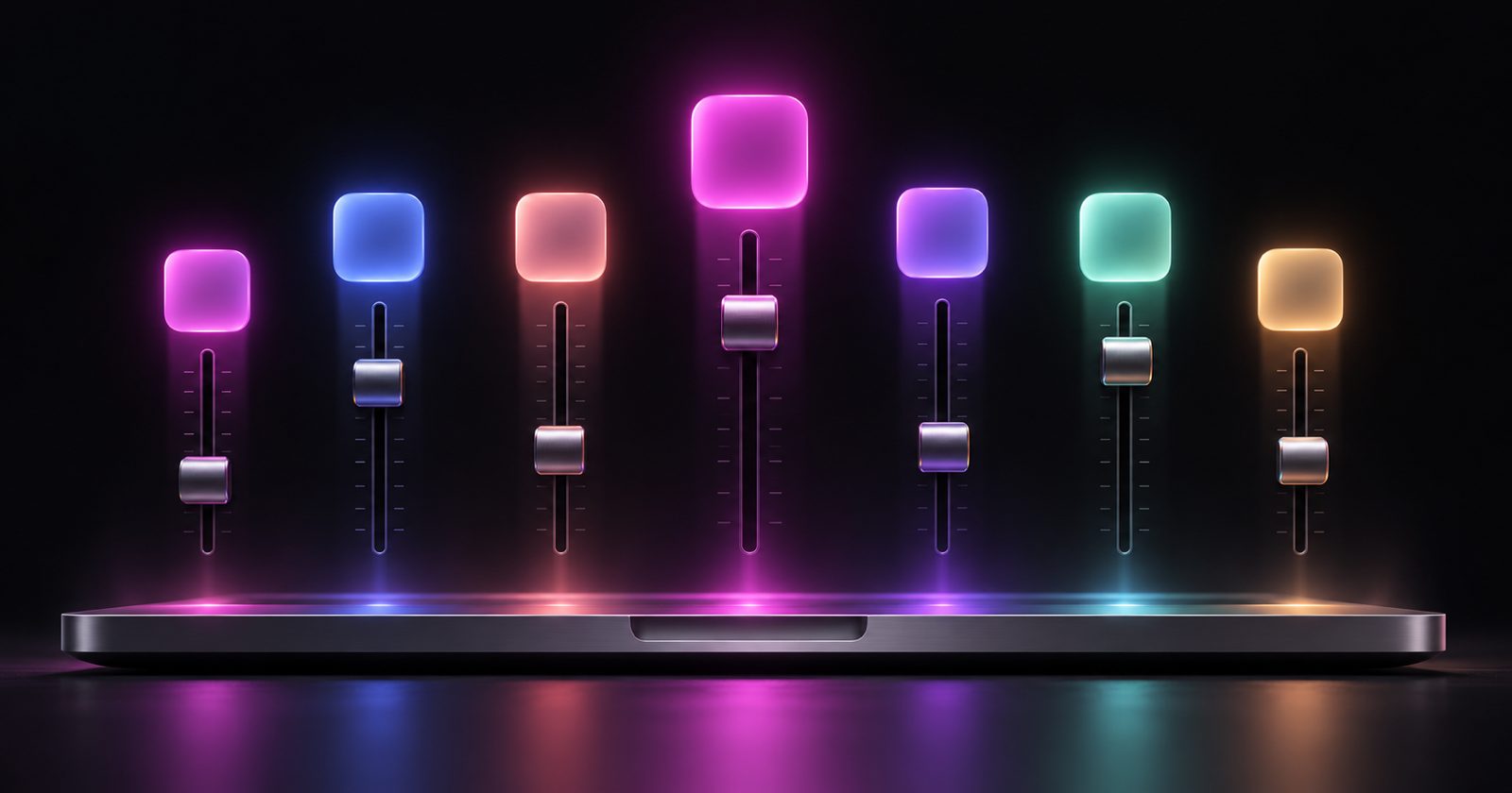 A Mac menu bar dropdown with a separate volume fader for each app